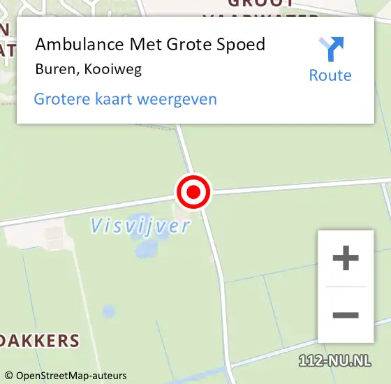 Locatie op kaart van de 112 melding: Ambulance Met Grote Spoed Naar Buren, Kooiweg op 23 september 2014 08:33