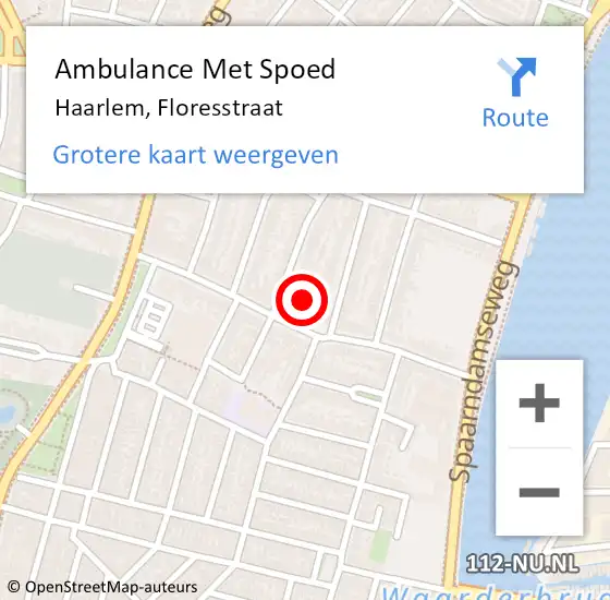 Locatie op kaart van de 112 melding: Ambulance Met Spoed Naar Haarlem, Floresstraat op 23 januari 2024 06:31