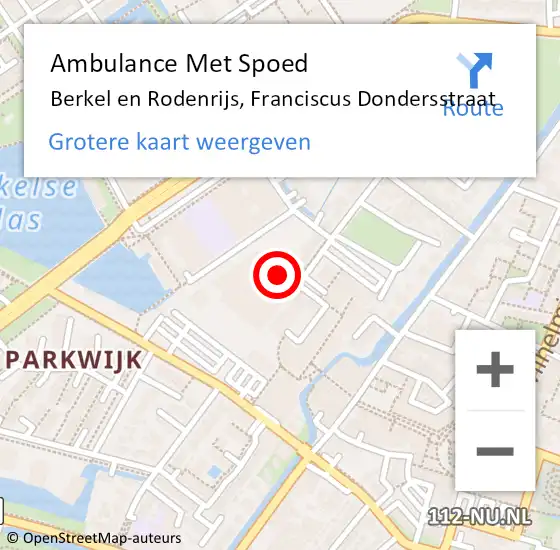 Locatie op kaart van de 112 melding: Ambulance Met Spoed Naar Berkel en Rodenrijs, Franciscus Dondersstraat op 23 januari 2024 06:36