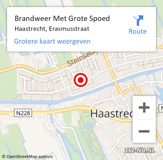 Locatie op kaart van de 112 melding: Brandweer Met Grote Spoed Naar Haastrecht, Erasmusstraat op 23 januari 2024 07:27