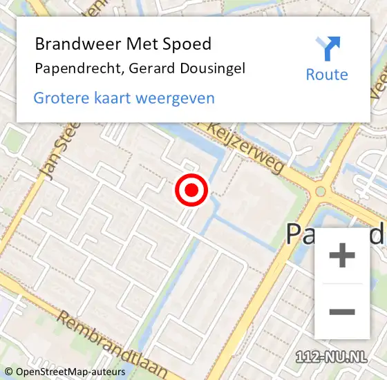 Locatie op kaart van de 112 melding: Brandweer Met Spoed Naar Papendrecht, Gerard Dousingel op 23 januari 2024 07:39