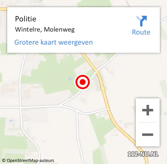 Locatie op kaart van de 112 melding: Politie Wintelre, Molenweg op 23 januari 2024 07:51