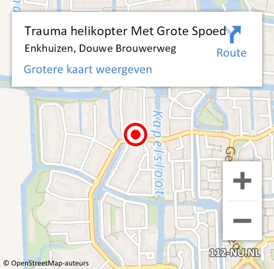 Locatie op kaart van de 112 melding: Trauma helikopter Met Grote Spoed Naar Enkhuizen, Douwe Brouwerweg op 23 januari 2024 08:13