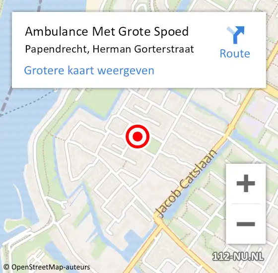 Locatie op kaart van de 112 melding: Ambulance Met Grote Spoed Naar Papendrecht, Herman Gorterstraat op 23 januari 2024 08:24
