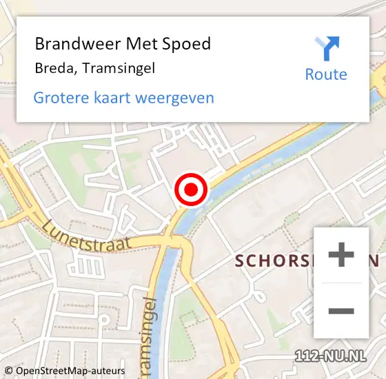 Locatie op kaart van de 112 melding: Brandweer Met Spoed Naar Breda, Tramsingel op 23 januari 2024 08:26