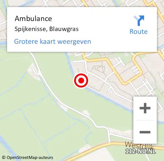 Locatie op kaart van de 112 melding: Ambulance Spijkenisse, Blauwgras op 23 januari 2024 09:08