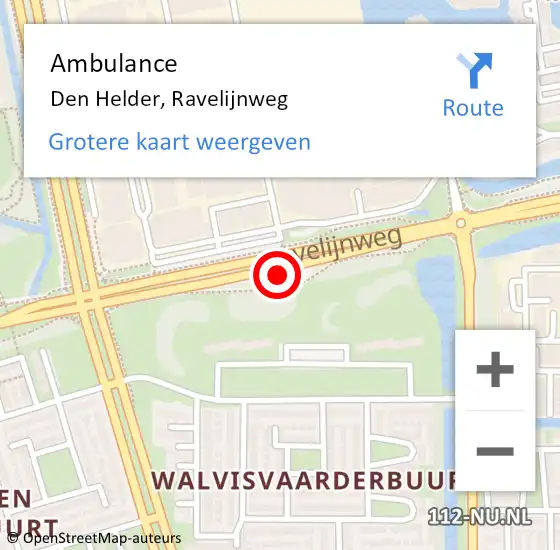 Locatie op kaart van de 112 melding: Ambulance Den Helder, Ravelijnweg op 23 januari 2024 09:20