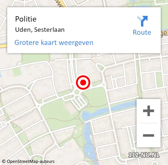 Locatie op kaart van de 112 melding: Politie Uden, Sesterlaan op 23 januari 2024 09:25