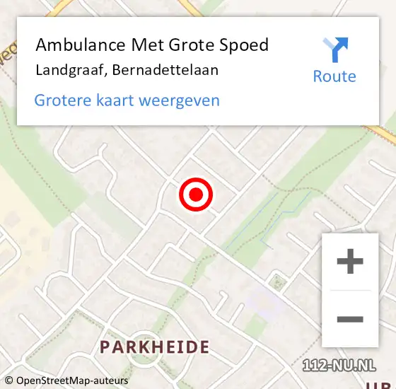 Locatie op kaart van de 112 melding: Ambulance Met Grote Spoed Naar Landgraaf, Bernadettelaan op 23 september 2014 08:53