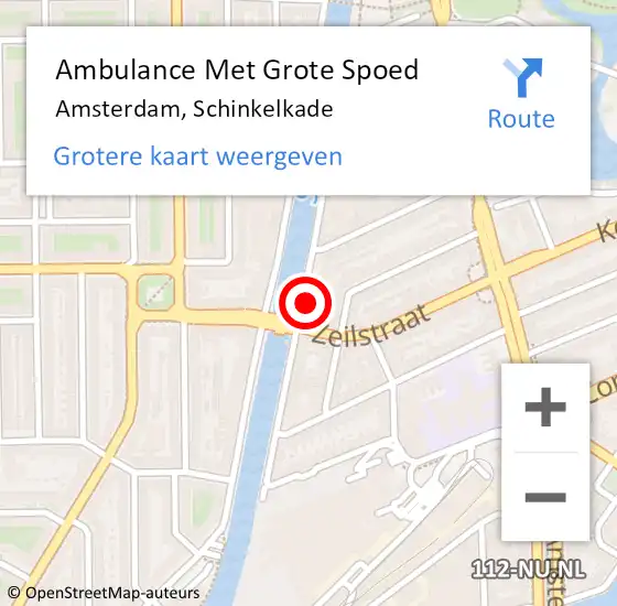 Locatie op kaart van de 112 melding: Ambulance Met Grote Spoed Naar Amsterdam, Schinkelkade op 23 januari 2024 09:49