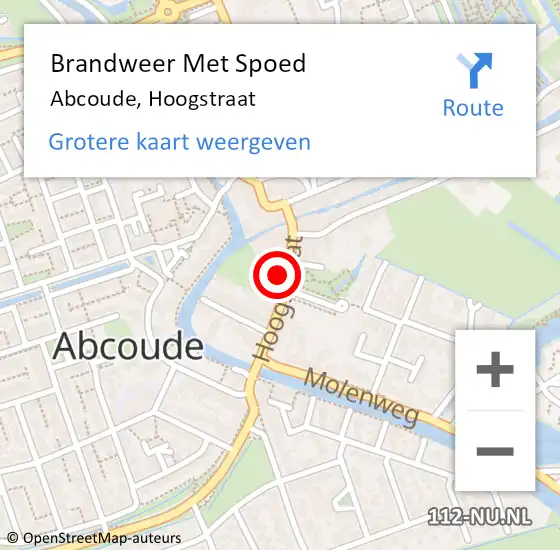 Locatie op kaart van de 112 melding: Brandweer Met Spoed Naar Abcoude, Hoogstraat op 23 januari 2024 10:06