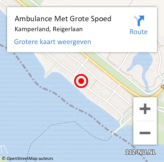 Locatie op kaart van de 112 melding: Ambulance Met Grote Spoed Naar Kamperland, Reigerlaan op 23 september 2014 08:57