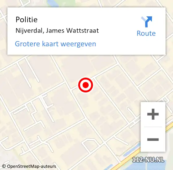 Locatie op kaart van de 112 melding: Politie Nijverdal, James Wattstraat op 23 januari 2024 10:28