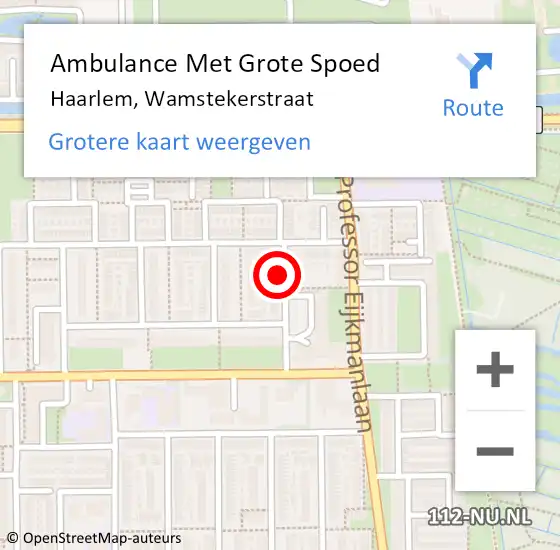 Locatie op kaart van de 112 melding: Ambulance Met Grote Spoed Naar Haarlem, Wamstekerstraat op 23 januari 2024 10:49