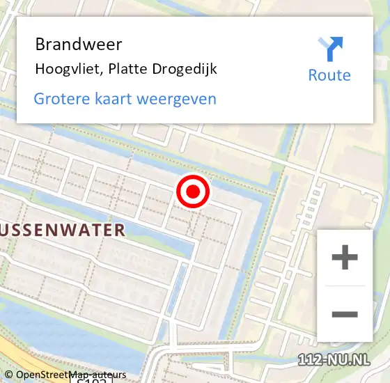 Locatie op kaart van de 112 melding: Brandweer Hoogvliet, Platte Drogedijk op 23 januari 2024 11:24