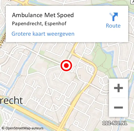 Locatie op kaart van de 112 melding: Ambulance Met Spoed Naar Papendrecht, Espenhof op 23 januari 2024 11:34