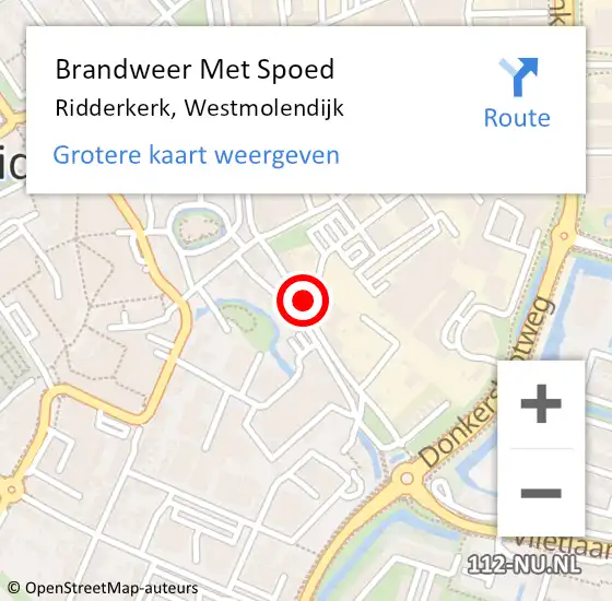 Locatie op kaart van de 112 melding: Brandweer Met Spoed Naar Ridderkerk, Westmolendijk op 23 januari 2024 11:40