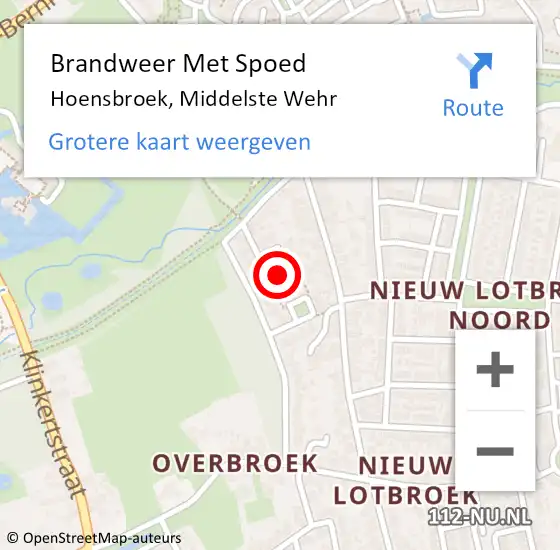 Locatie op kaart van de 112 melding: Brandweer Met Spoed Naar Hoensbroek, Middelste Wehr op 23 januari 2024 11:52