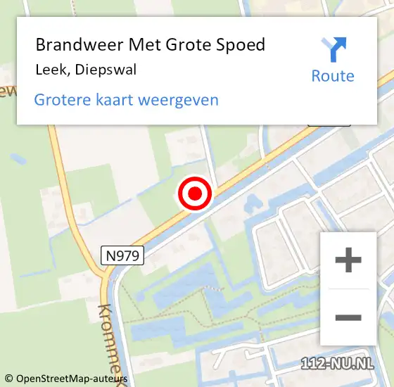 Locatie op kaart van de 112 melding: Brandweer Met Grote Spoed Naar Leek, Diepswal op 23 januari 2024 11:58