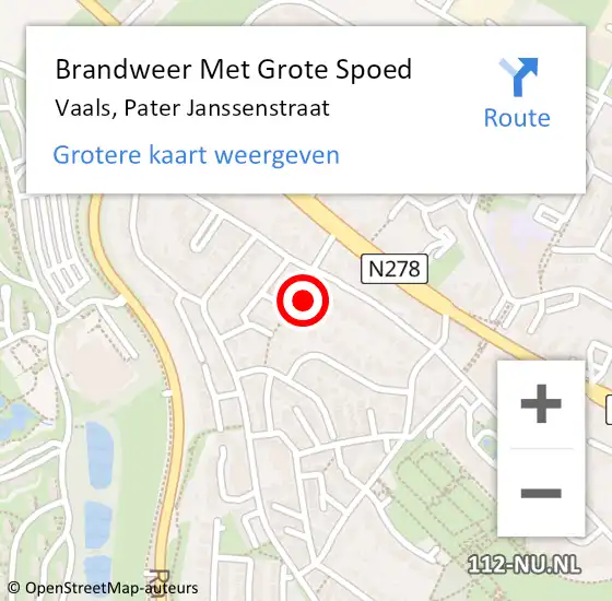 Locatie op kaart van de 112 melding: Brandweer Met Grote Spoed Naar Vaals, Pater Janssenstraat op 23 januari 2024 11:58