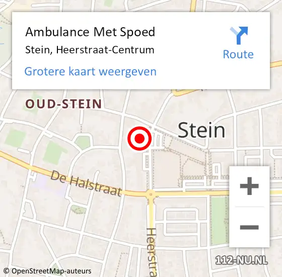 Locatie op kaart van de 112 melding: Ambulance Met Spoed Naar Stein, Heerstraat-Centrum op 23 september 2014 09:09