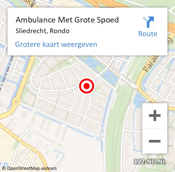 Locatie op kaart van de 112 melding: Ambulance Met Grote Spoed Naar Sliedrecht, Rondo op 23 januari 2024 12:28