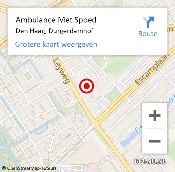 Locatie op kaart van de 112 melding: Ambulance Met Spoed Naar Den Haag, Durgerdamhof op 23 januari 2024 12:53