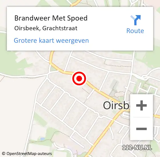 Locatie op kaart van de 112 melding: Brandweer Met Spoed Naar Oirsbeek, Grachtstraat op 23 januari 2024 13:20