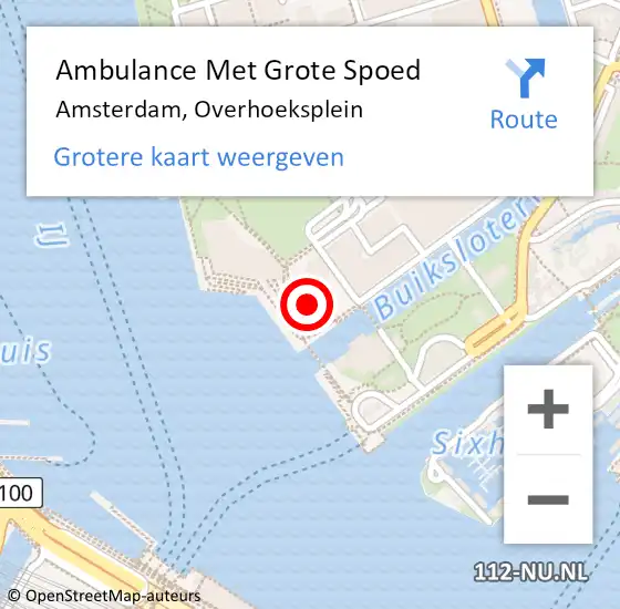 Locatie op kaart van de 112 melding: Ambulance Met Grote Spoed Naar Amsterdam, Overhoeksplein op 23 januari 2024 14:17