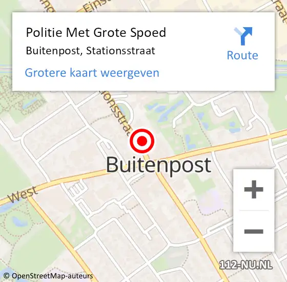 Locatie op kaart van de 112 melding: Politie Met Grote Spoed Naar Buitenpost, Stationsstraat op 23 januari 2024 14:25