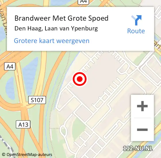Locatie op kaart van de 112 melding: Brandweer Met Grote Spoed Naar Den Haag, Laan van Ypenburg op 23 januari 2024 14:35