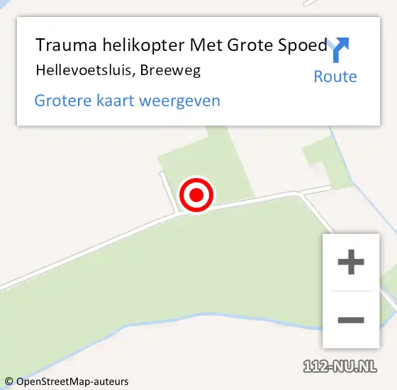 Locatie op kaart van de 112 melding: Trauma helikopter Met Grote Spoed Naar Hellevoetsluis, Breeweg op 23 januari 2024 14:52