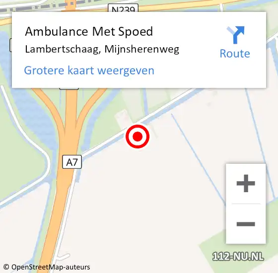Locatie op kaart van de 112 melding: Ambulance Met Spoed Naar Lambertschaag, Mijnsherenweg op 23 januari 2024 15:15
