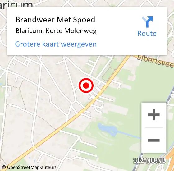 Locatie op kaart van de 112 melding: Brandweer Met Spoed Naar Blaricum, Korte Molenweg op 23 januari 2024 15:40