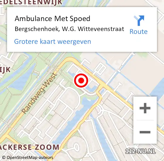 Locatie op kaart van de 112 melding: Ambulance Met Spoed Naar Bergschenhoek, W.G. Witteveenstraat op 23 januari 2024 15:49