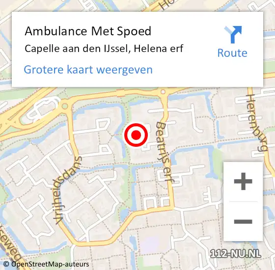 Locatie op kaart van de 112 melding: Ambulance Met Spoed Naar Capelle aan den IJssel, Helena erf op 23 januari 2024 15:50