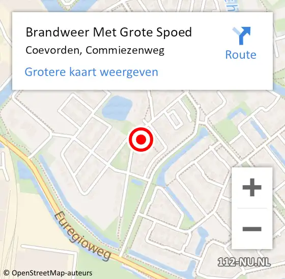 Locatie op kaart van de 112 melding: Brandweer Met Grote Spoed Naar Coevorden, Commiezenweg op 23 januari 2024 16:16