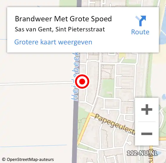 Locatie op kaart van de 112 melding: Brandweer Met Grote Spoed Naar Sas van Gent, Sint Pietersstraat op 23 januari 2024 16:22