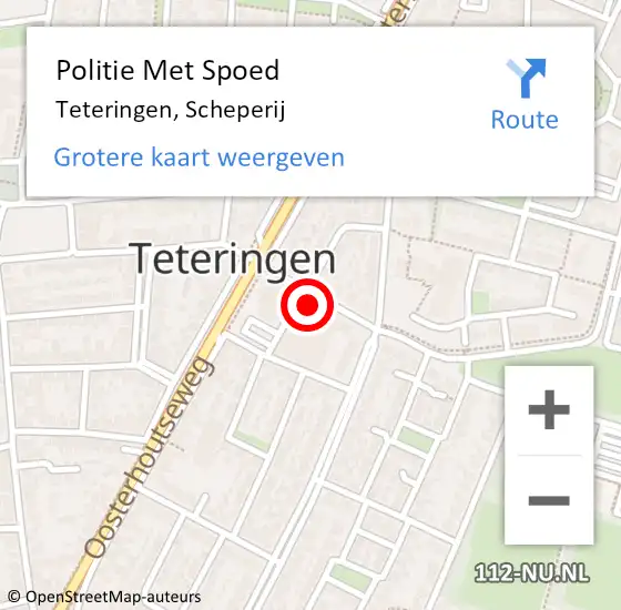 Locatie op kaart van de 112 melding: Politie Met Spoed Naar Teteringen, Scheperij op 23 januari 2024 16:25