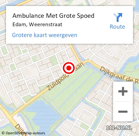 Locatie op kaart van de 112 melding: Ambulance Met Grote Spoed Naar Edam, Weerenstraat op 23 januari 2024 16:35
