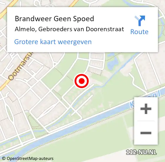 Locatie op kaart van de 112 melding: Brandweer Geen Spoed Naar Almelo, Gebroeders van Doorenstraat op 23 januari 2024 16:43