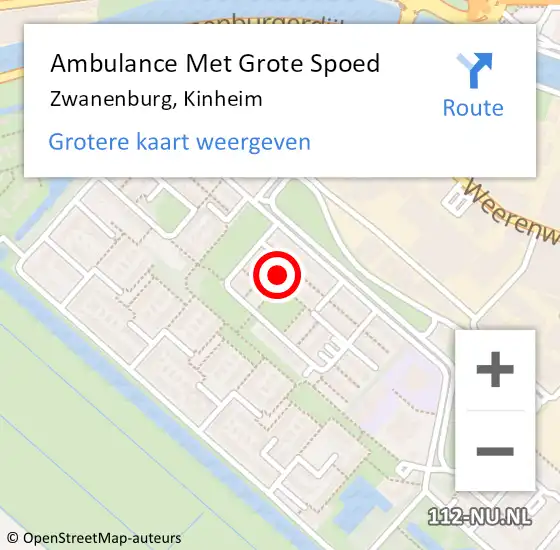 Locatie op kaart van de 112 melding: Ambulance Met Grote Spoed Naar Zwanenburg, Kinheim op 23 januari 2024 16:46