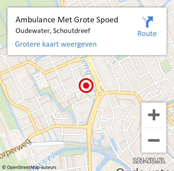 Locatie op kaart van de 112 melding: Ambulance Met Grote Spoed Naar Oudewater, Schoutdreef op 23 januari 2024 16:48