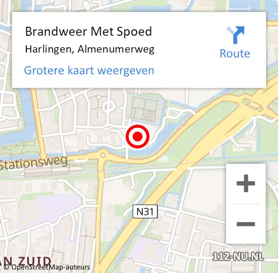 Locatie op kaart van de 112 melding: Brandweer Met Spoed Naar Harlingen, Almenumerweg op 23 januari 2024 17:00