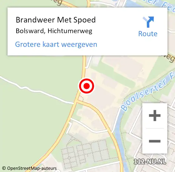 Locatie op kaart van de 112 melding: Brandweer Met Spoed Naar Bolsward, Hichtumerweg op 23 januari 2024 17:08