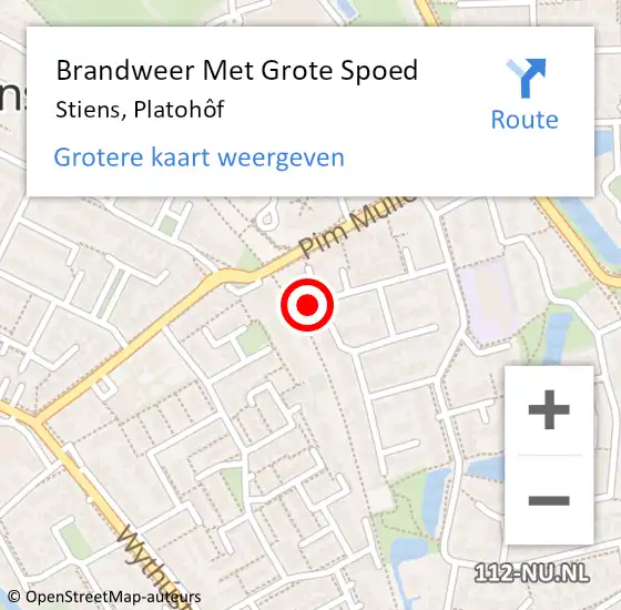 Locatie op kaart van de 112 melding: Brandweer Met Grote Spoed Naar Stiens, Platohôf op 23 januari 2024 17:10