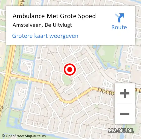 Locatie op kaart van de 112 melding: Ambulance Met Grote Spoed Naar Amstelveen, De Uitvlugt op 23 januari 2024 17:19