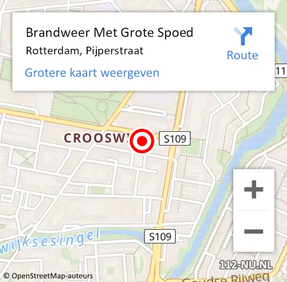 Locatie op kaart van de 112 melding: Brandweer Met Grote Spoed Naar Rotterdam, Pijperstraat op 23 januari 2024 17:25