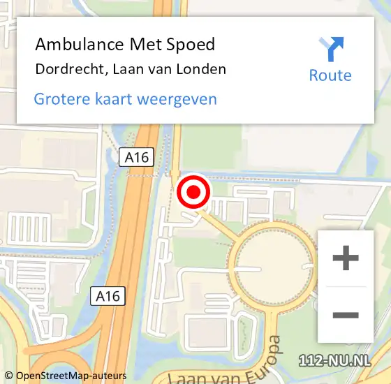 Locatie op kaart van de 112 melding: Ambulance Met Spoed Naar Dordrecht, Laan van Londen op 23 januari 2024 17:26