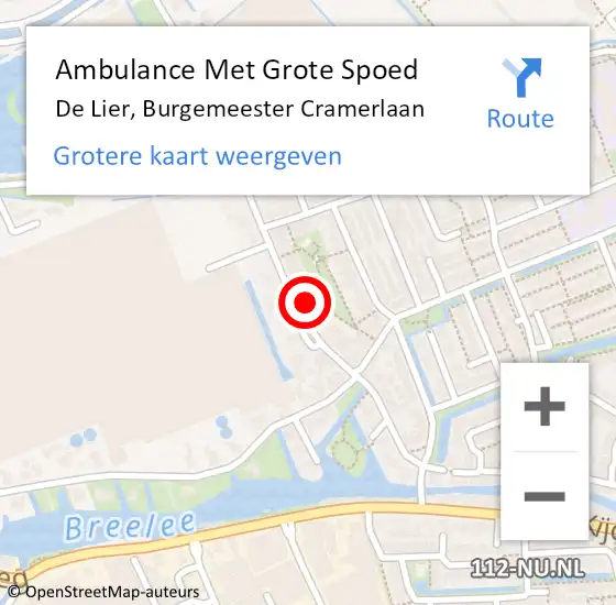 Locatie op kaart van de 112 melding: Ambulance Met Grote Spoed Naar De Lier, Burgemeester Cramerlaan op 23 januari 2024 17:37